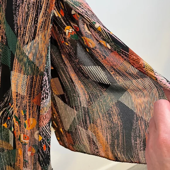 Stephen Burrows Vintage Multicolor Chiffon Shift Dress Short Sleeve Rare 70s, 8 - Picture 12 of 17